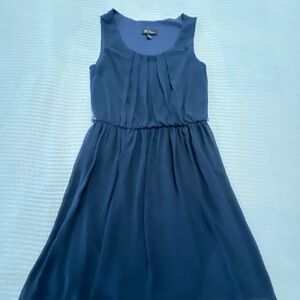 BCX Women Blouson Dress Sheer Layered Sleeveless Pullover Navy Blue